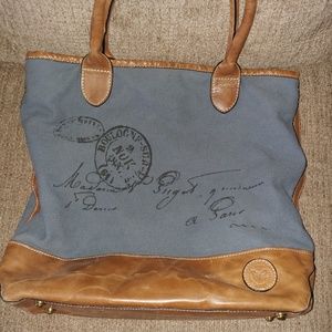 💙 canvas and leather tote bag